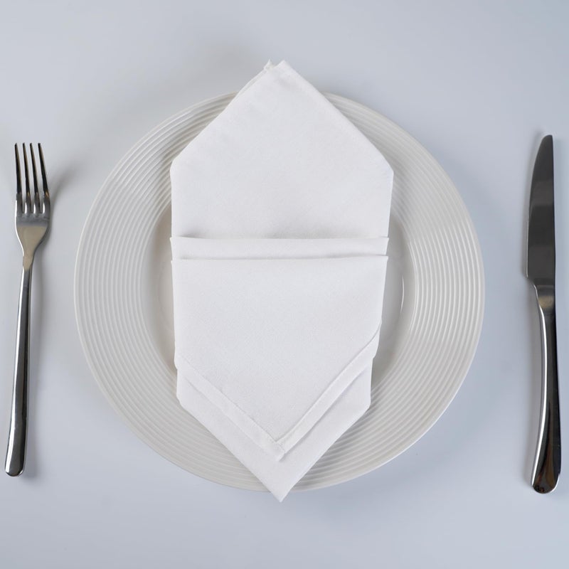 INFEI Solid Color Linen Blended Thin Dinner Cloth Napkins - Set of 12 (40 x 40 cm) - for Events & Home Use (White) - Image 4